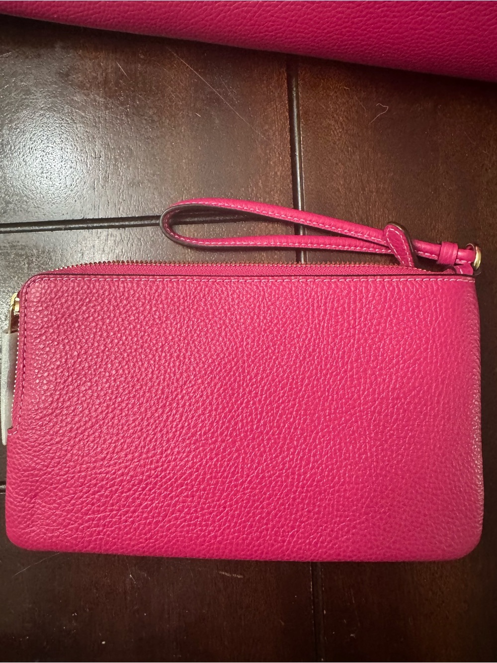 Coach Hot Pink Leather Tote with Signature Canvas Wristlet - Picture 9 of 11